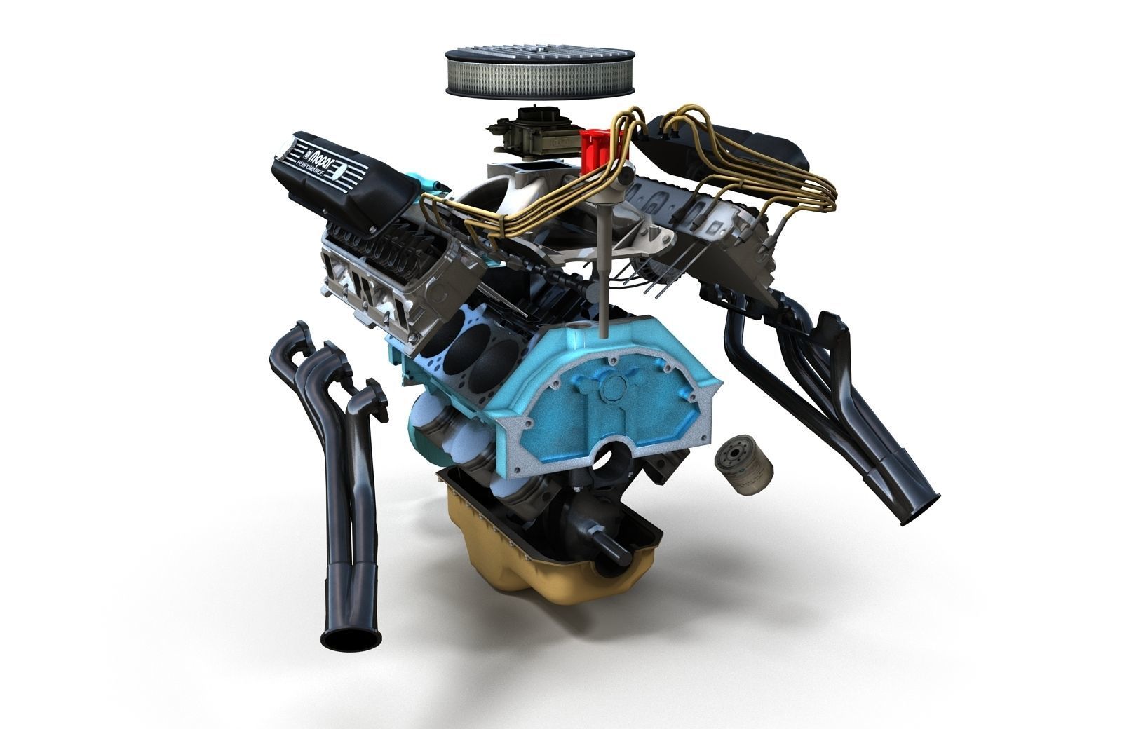 Mopar V8 engine Low-poly 3D model_27