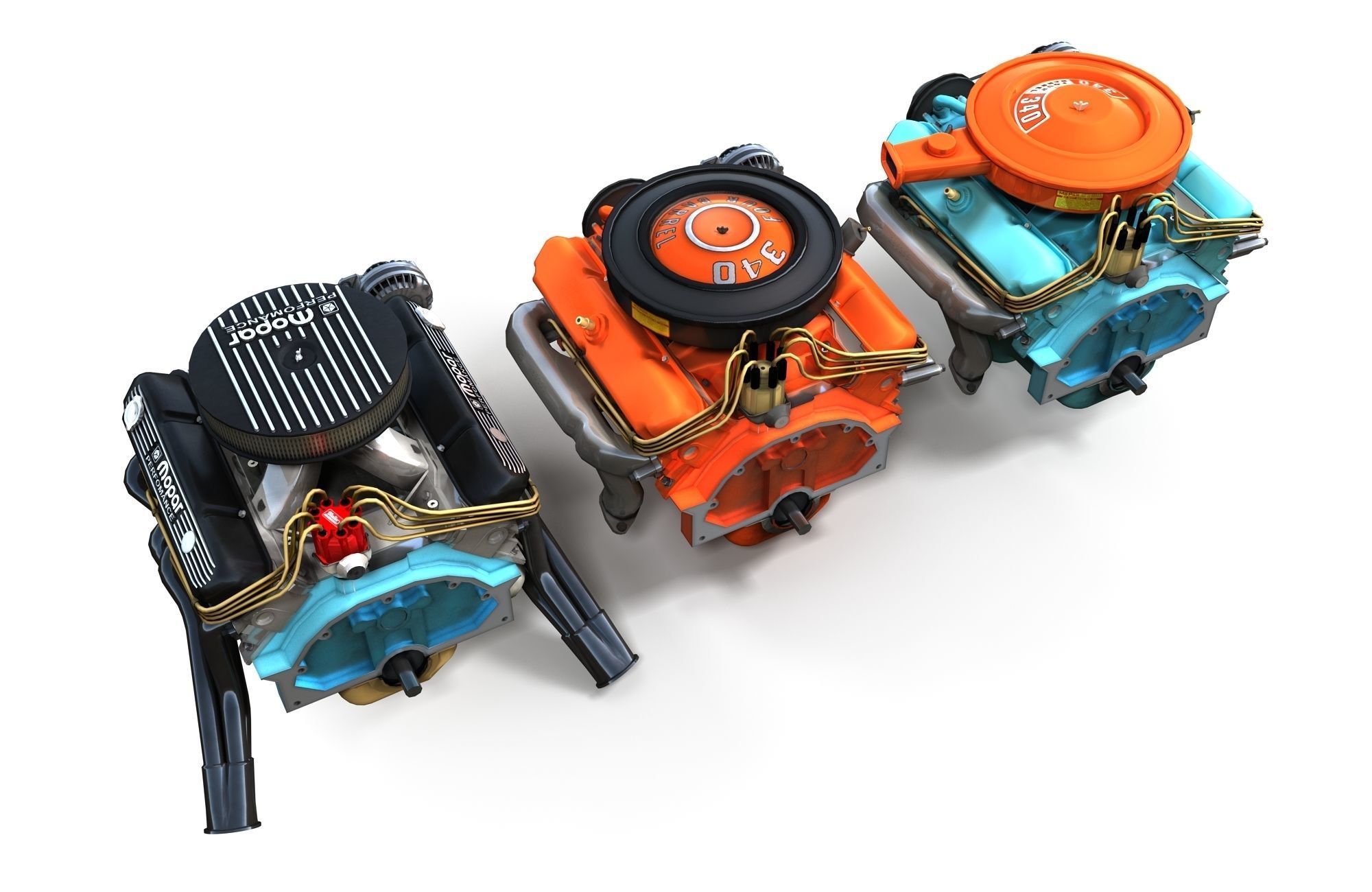 Mopar V8 engine Low-poly 3D model_2