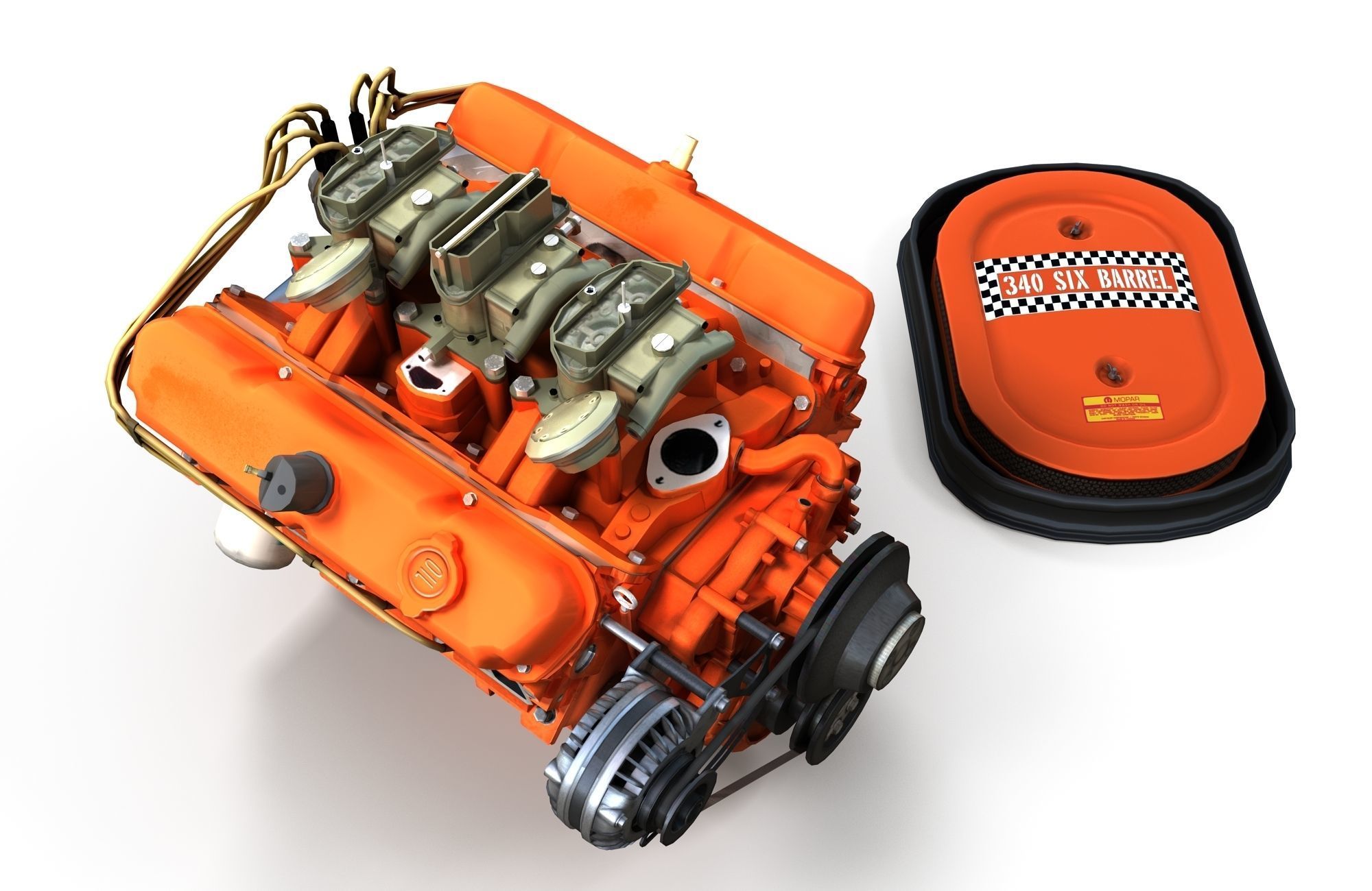 Mopar V8 engine Low-poly 3D model_5