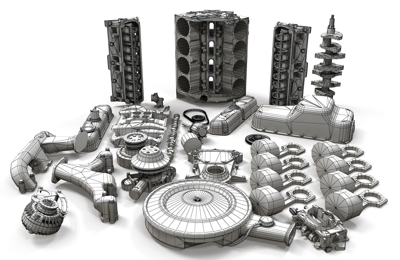 Mopar V8 engine Low-poly 3D model_30