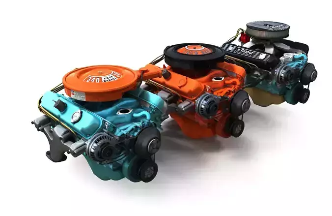 Mopar V8 engine Low-poly 3D model