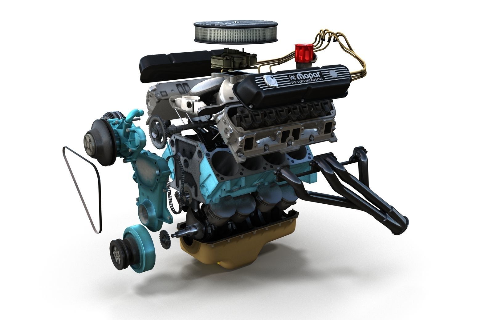 Mopar V8 engine Low-poly 3D model_26