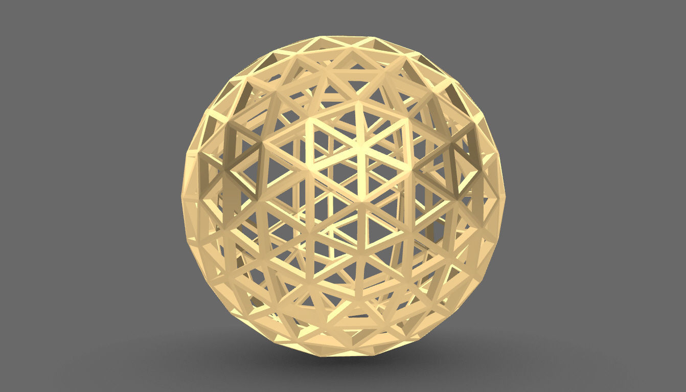 Geodesic Sphere Frame frequency 4 3D model_25