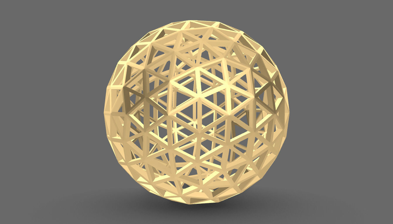 Geodesic Sphere Frame frequency 4 3D model_26