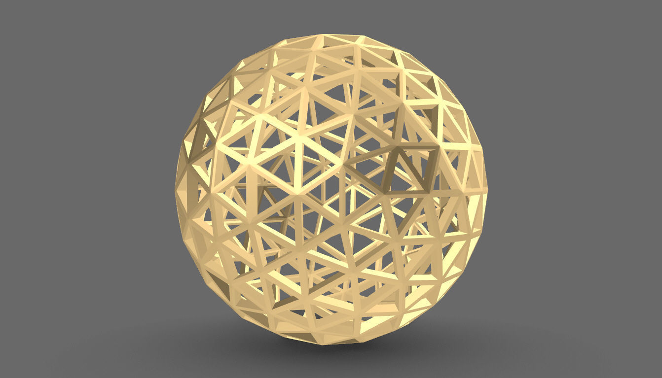 Geodesic Sphere Frame frequency 4 3D model_10