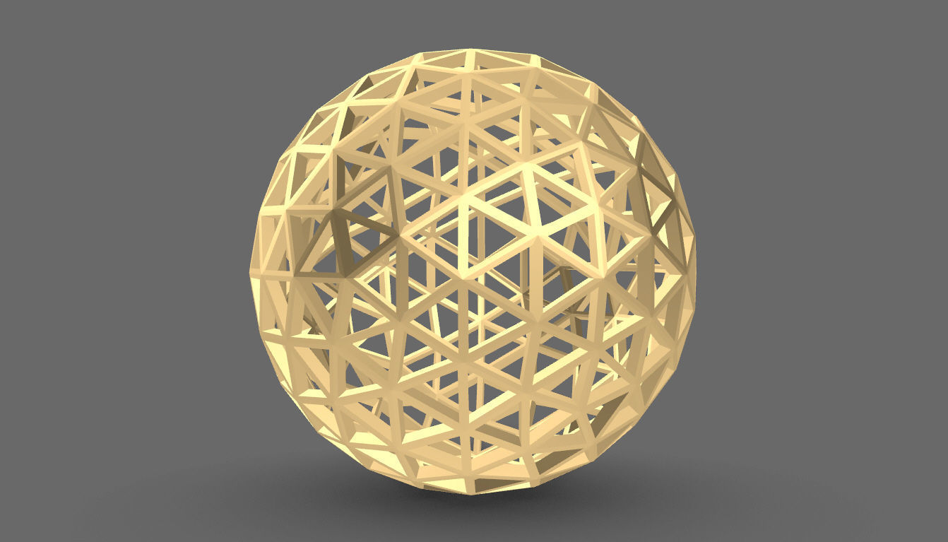 Geodesic Sphere Frame frequency 4 3D model_6