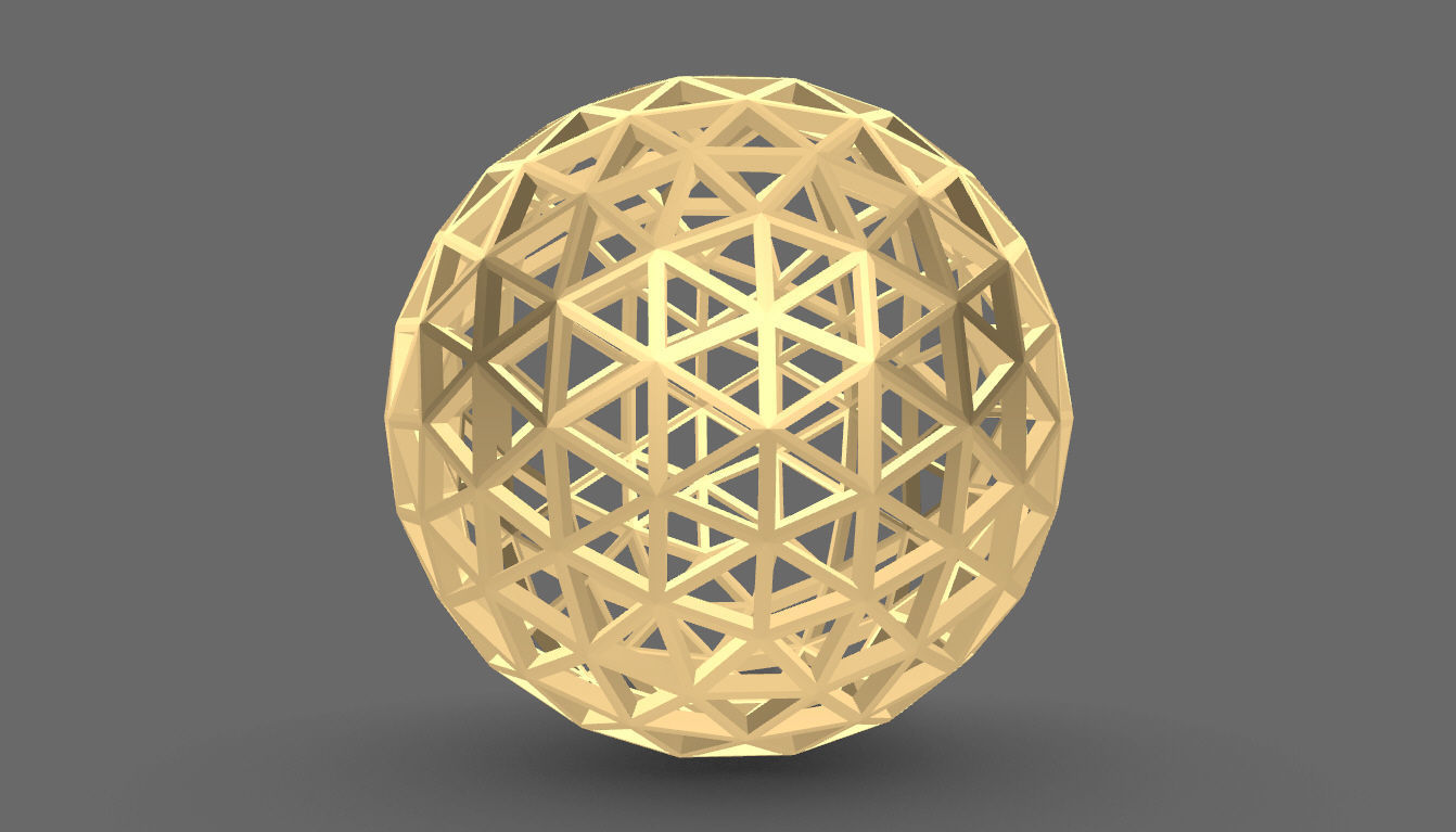 Geodesic Sphere Frame frequency 4 3D model_5