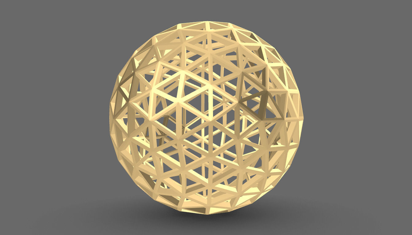 Geodesic Sphere Frame frequency 4 3D model_9