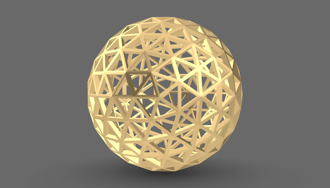 Geodesic Sphere Frame frequency 4 3D model_2