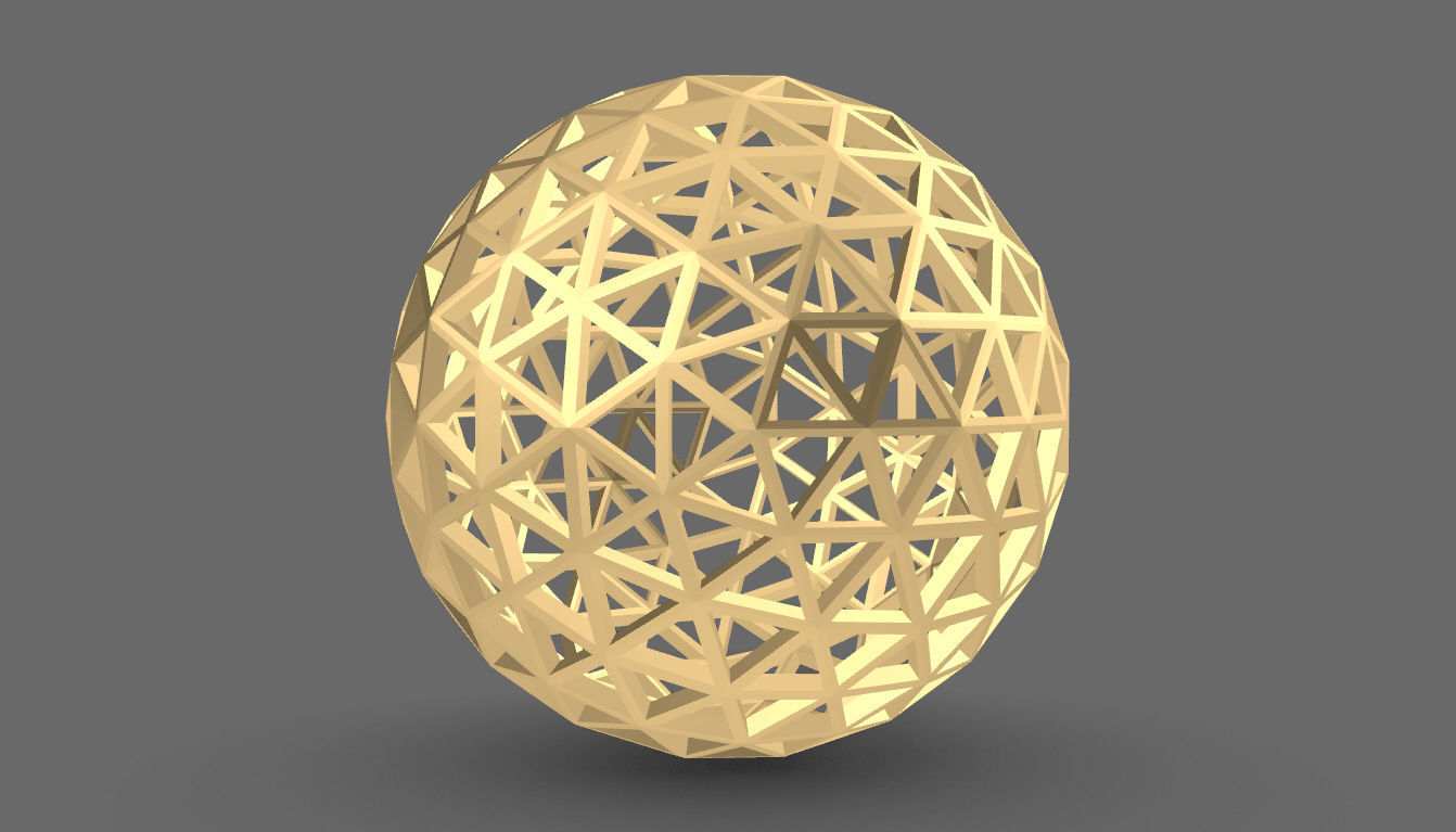 Geodesic Sphere Frame frequency 4 3D model_11