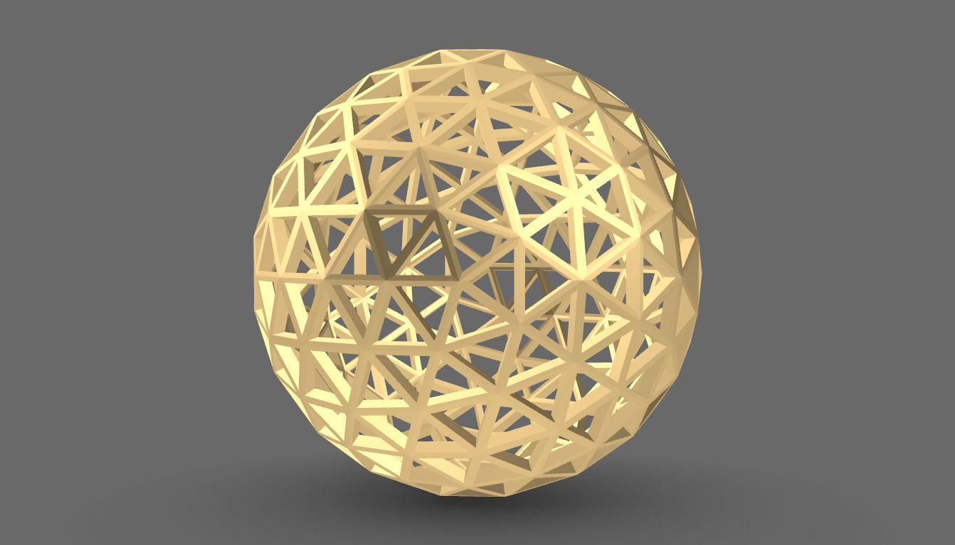 Geodesic Sphere Frame frequency 4 3D model_15