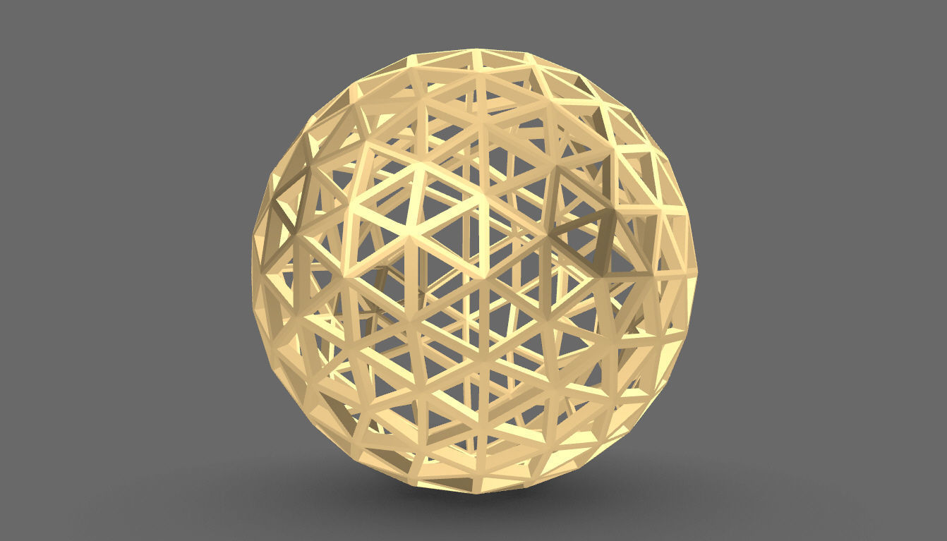 Geodesic Sphere Frame frequency 4 3D model_27