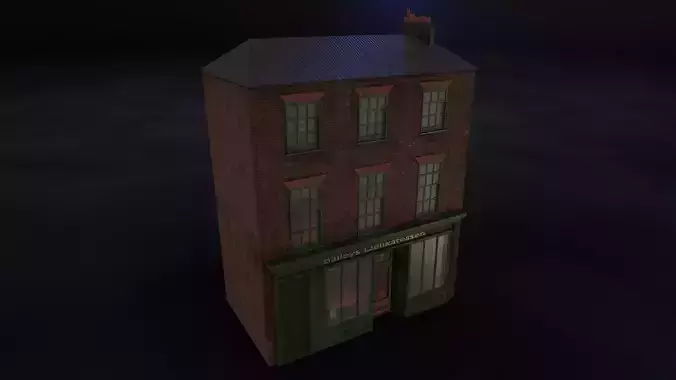  Old brick house with shop 3D model
