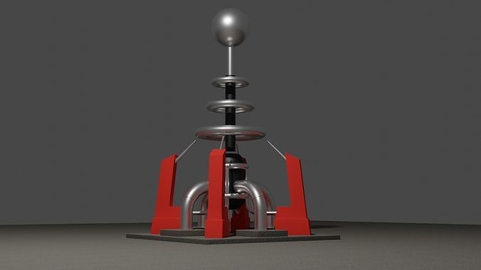 Tesla coil turret Low-poly 3D model