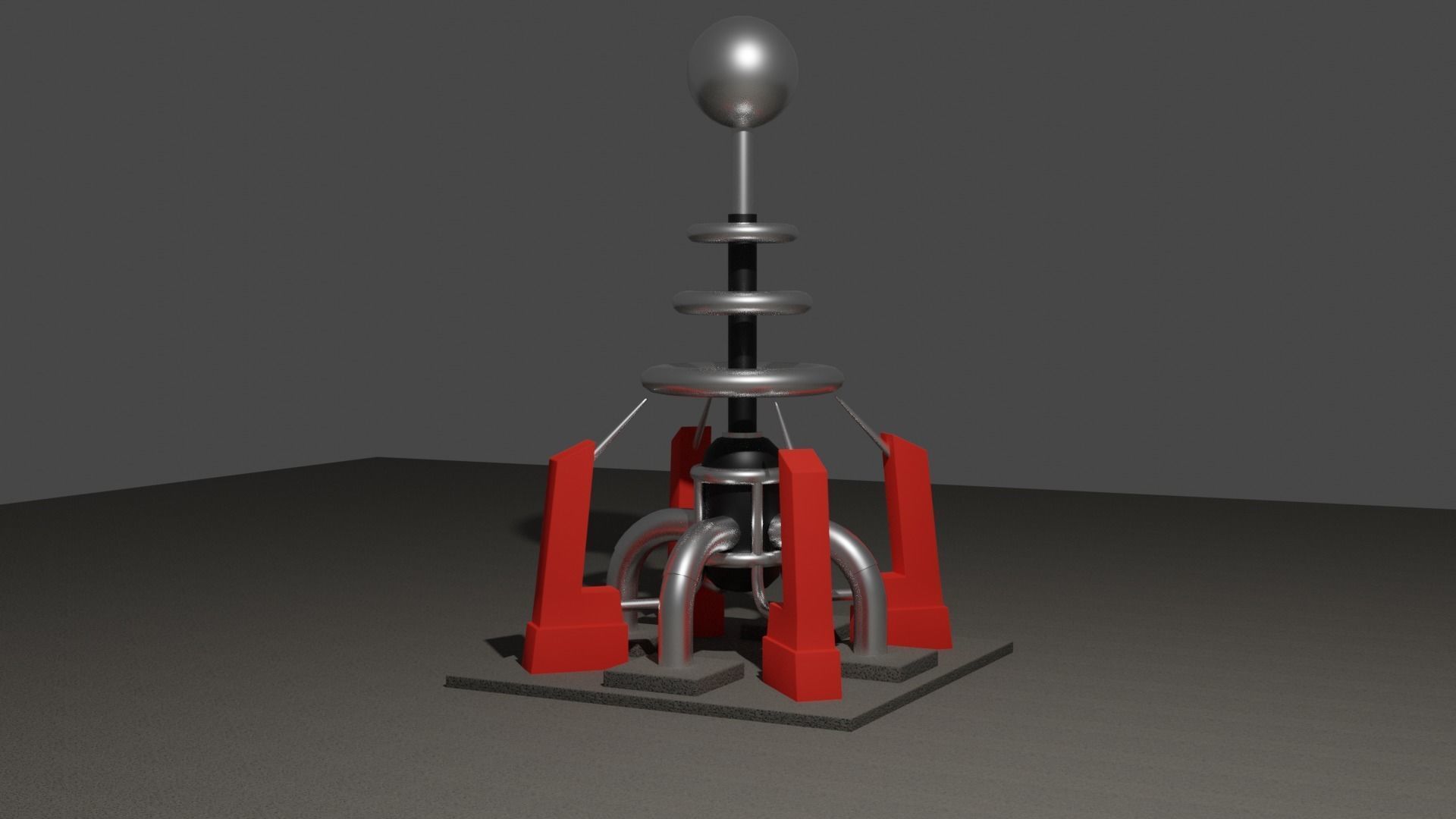 Tesla coil turret Low-poly 3D model_1