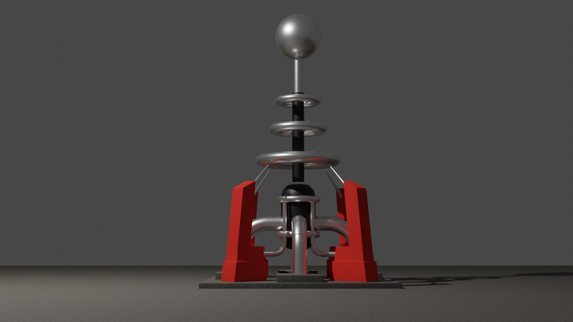 Tesla coil turret Low-poly 3D model_3