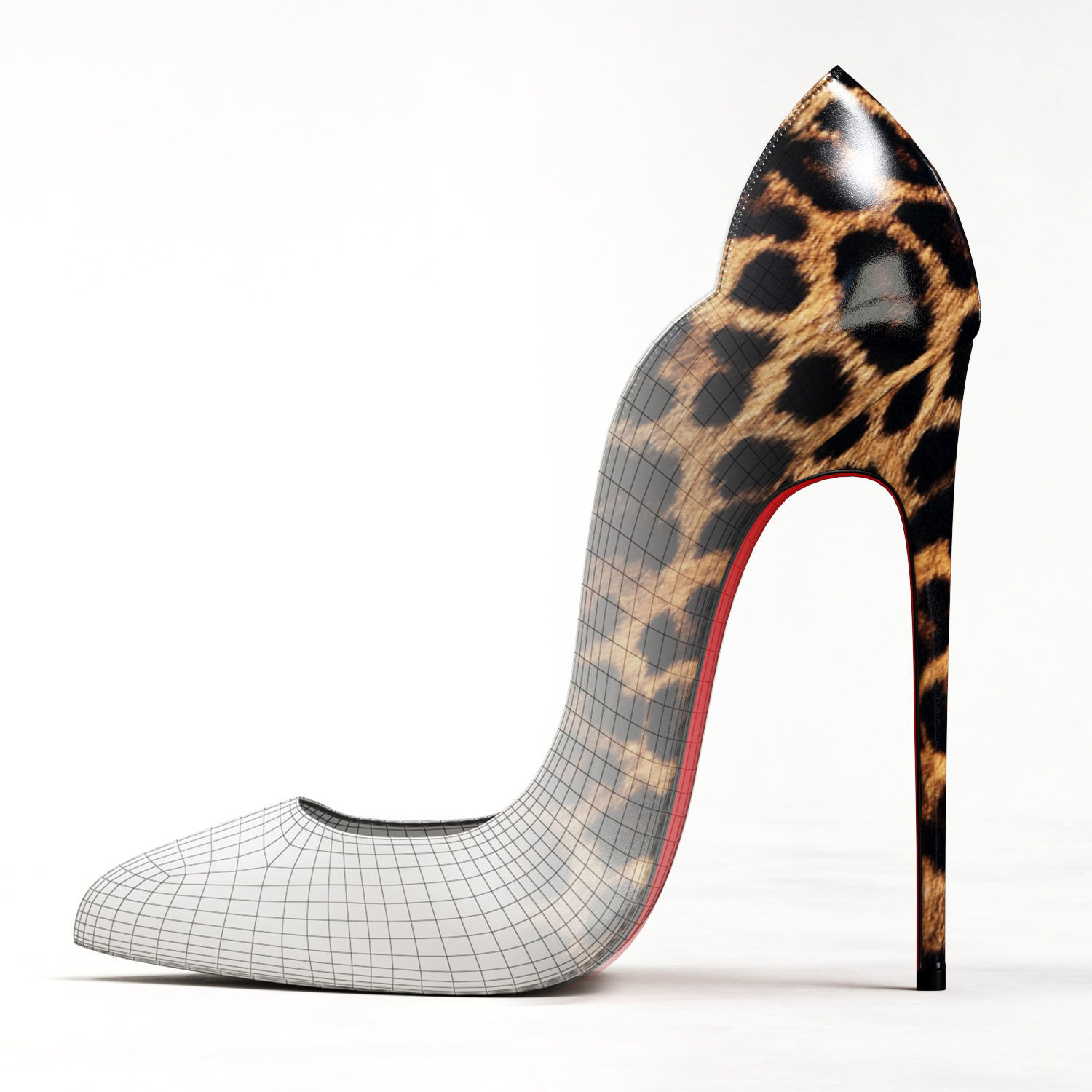 3D model Christian Louboutin Leopard Hot Chick 130mm High Heels VR