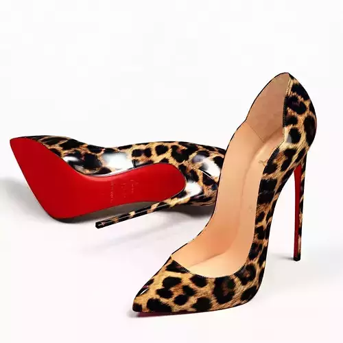 Christian Louboutin Leopard Hot Chick 130mm High Heels Low-poly 3D model