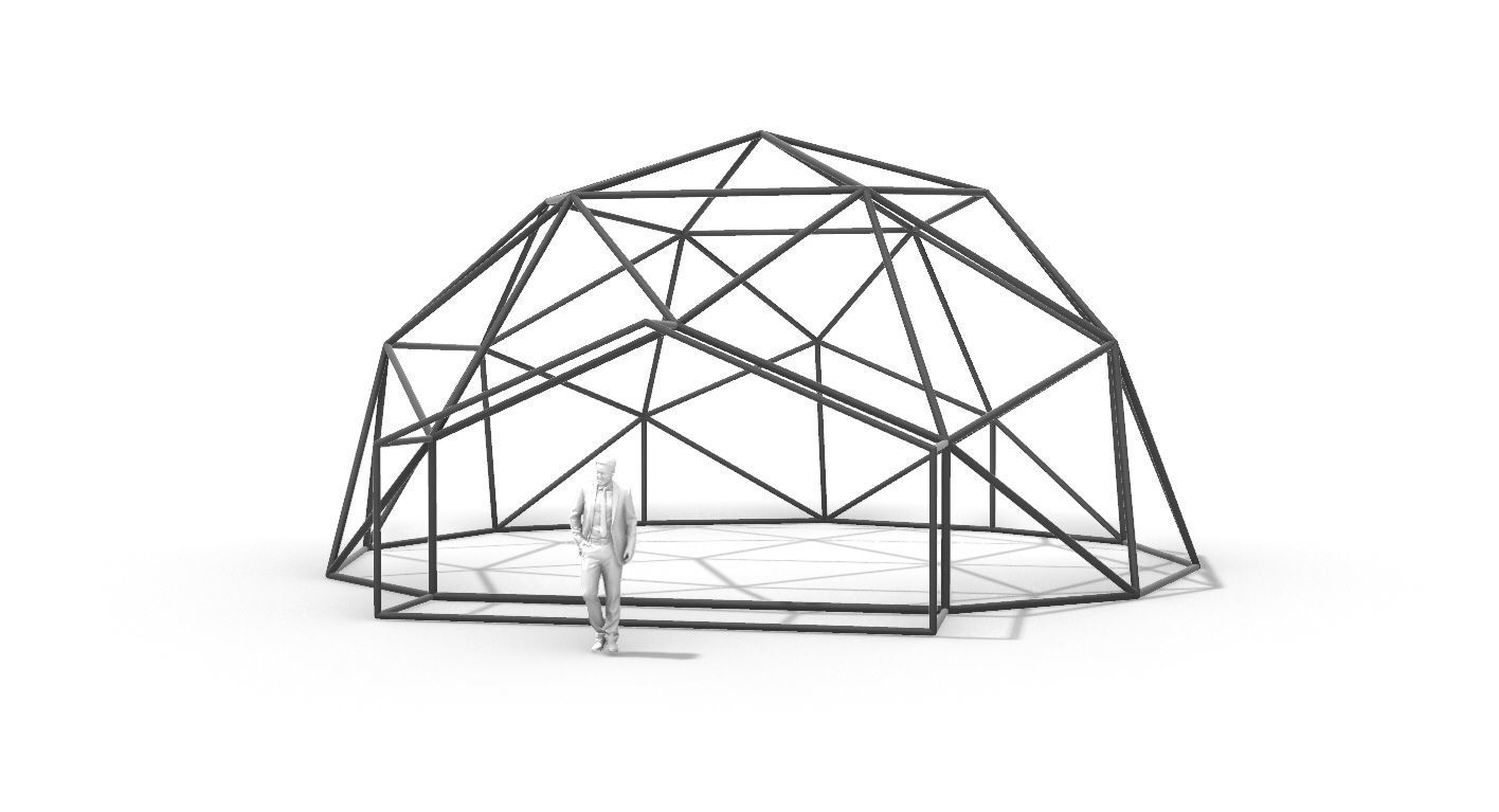 Geodesic Dome with Entry v1 3D model_1