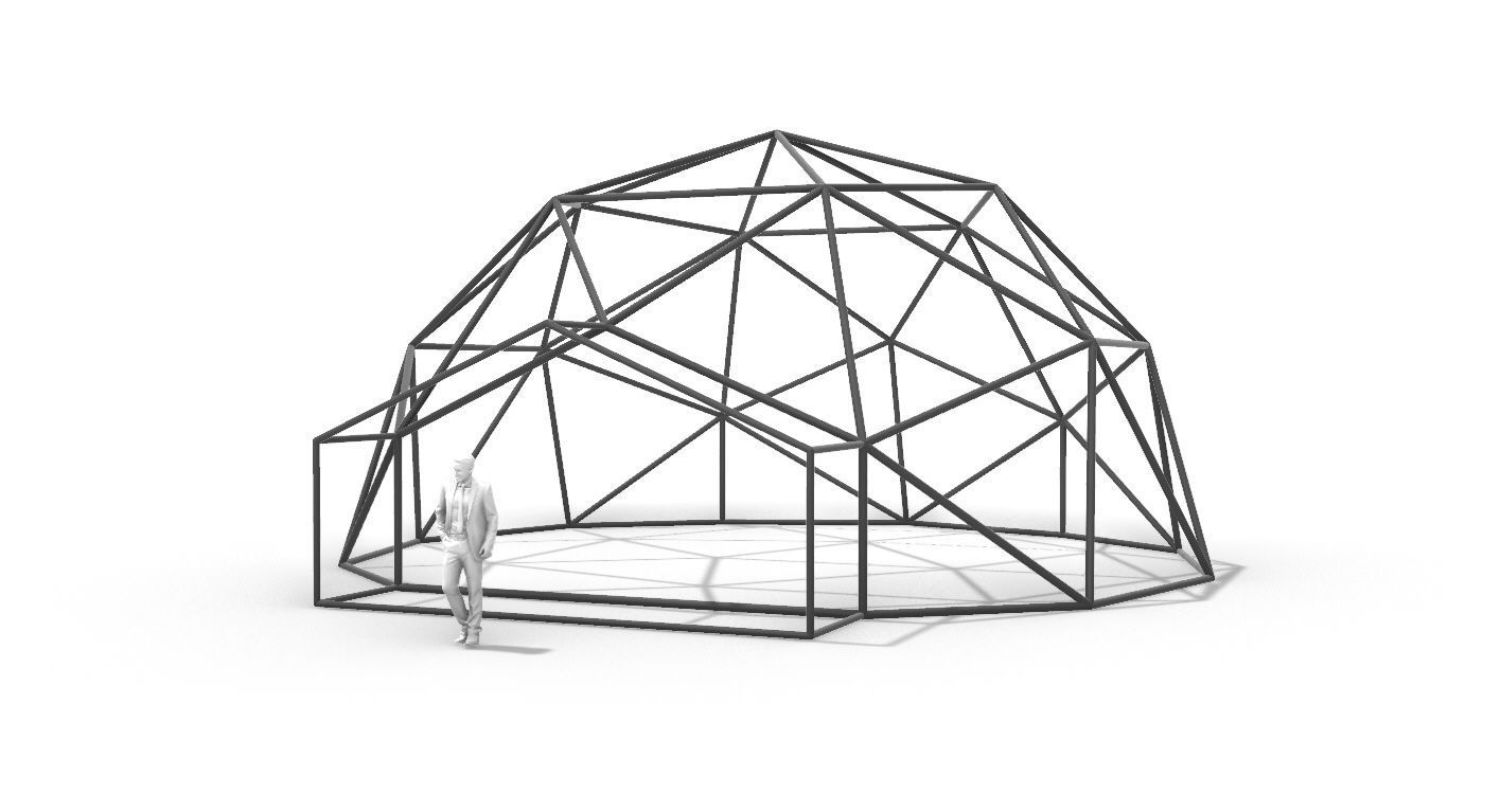 Geodesic Dome with Entry v1 3D model_2