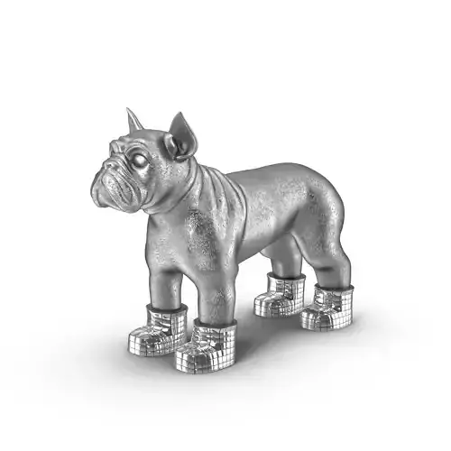 Silver French Bulldog Sculpture 3D model