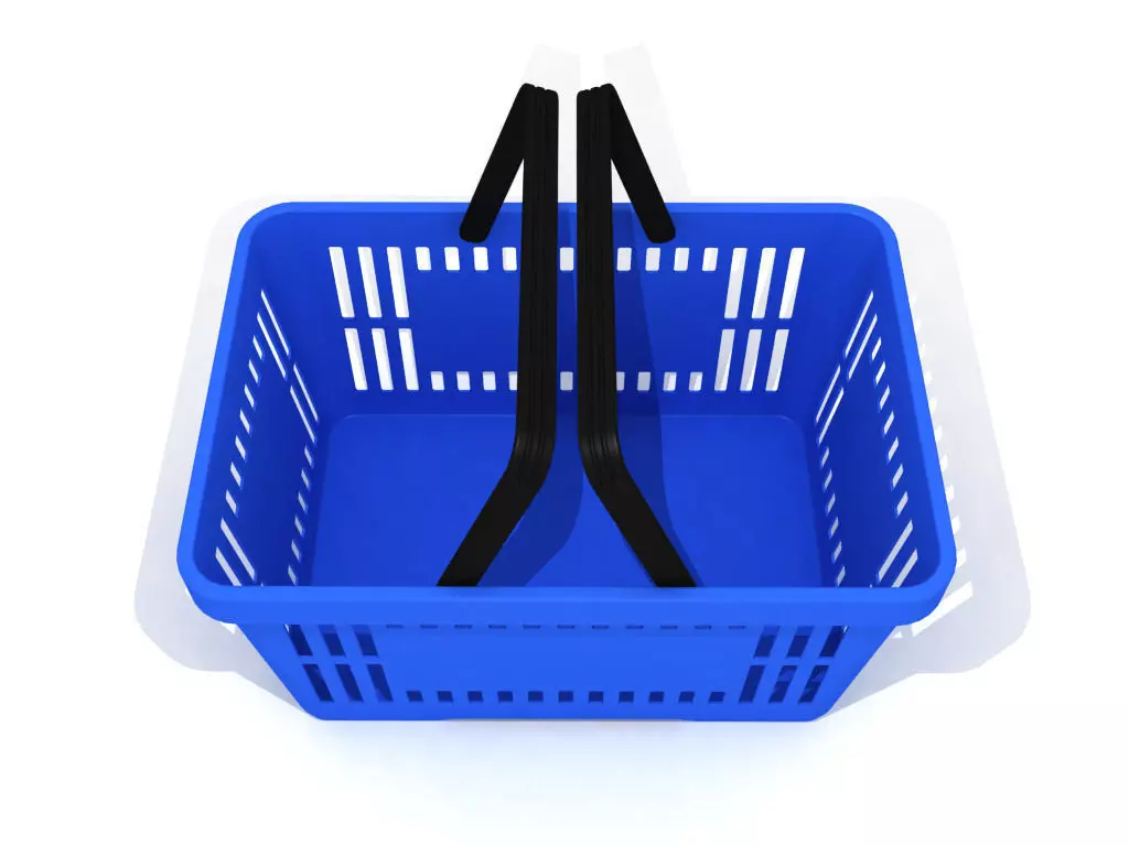 Blue plastic shopping basket for groceries 3D model_0