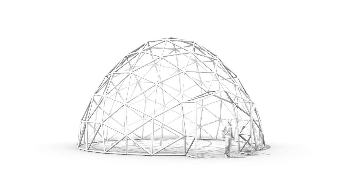 Geodesic Dome with Door Opening V2 3D model_51