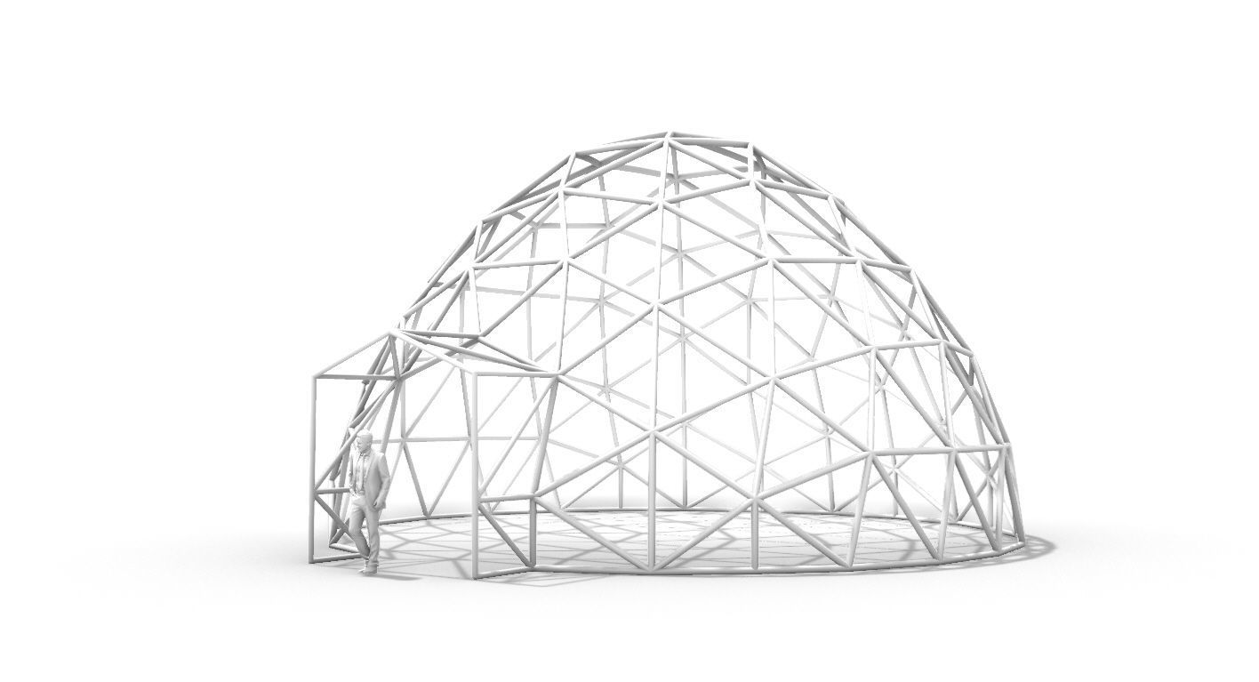 Geodesic Dome with Door Opening V2 3D model_10