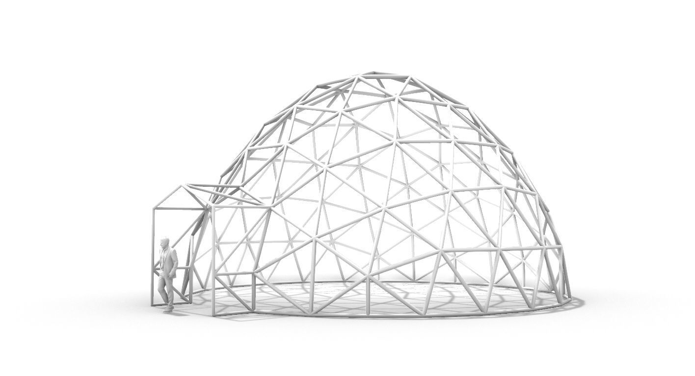 Geodesic Dome with Door Opening V2 3D model_17
