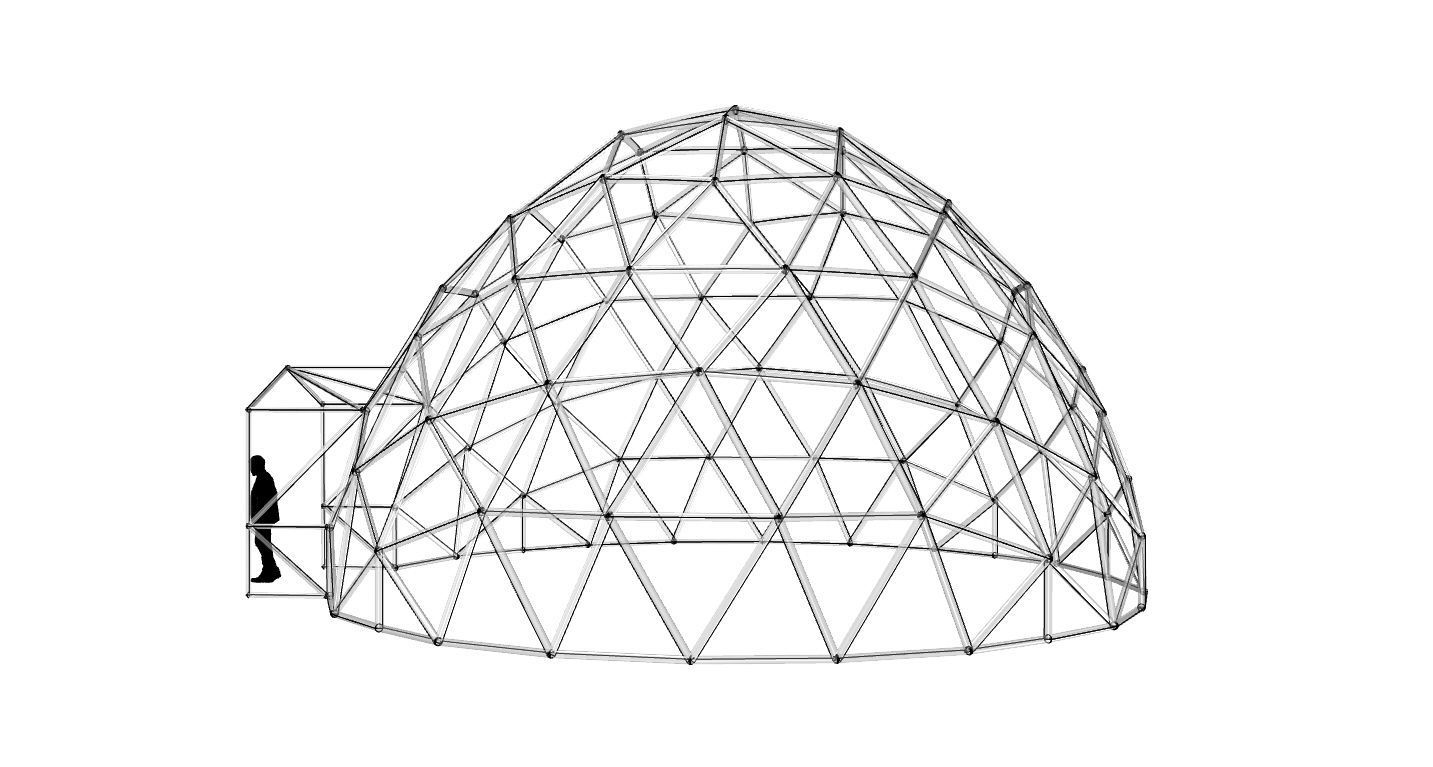 Geodesic Dome with Door Opening V2 3D model_22
