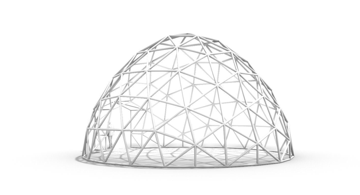 Geodesic Dome with Door Opening V2 3D model_2