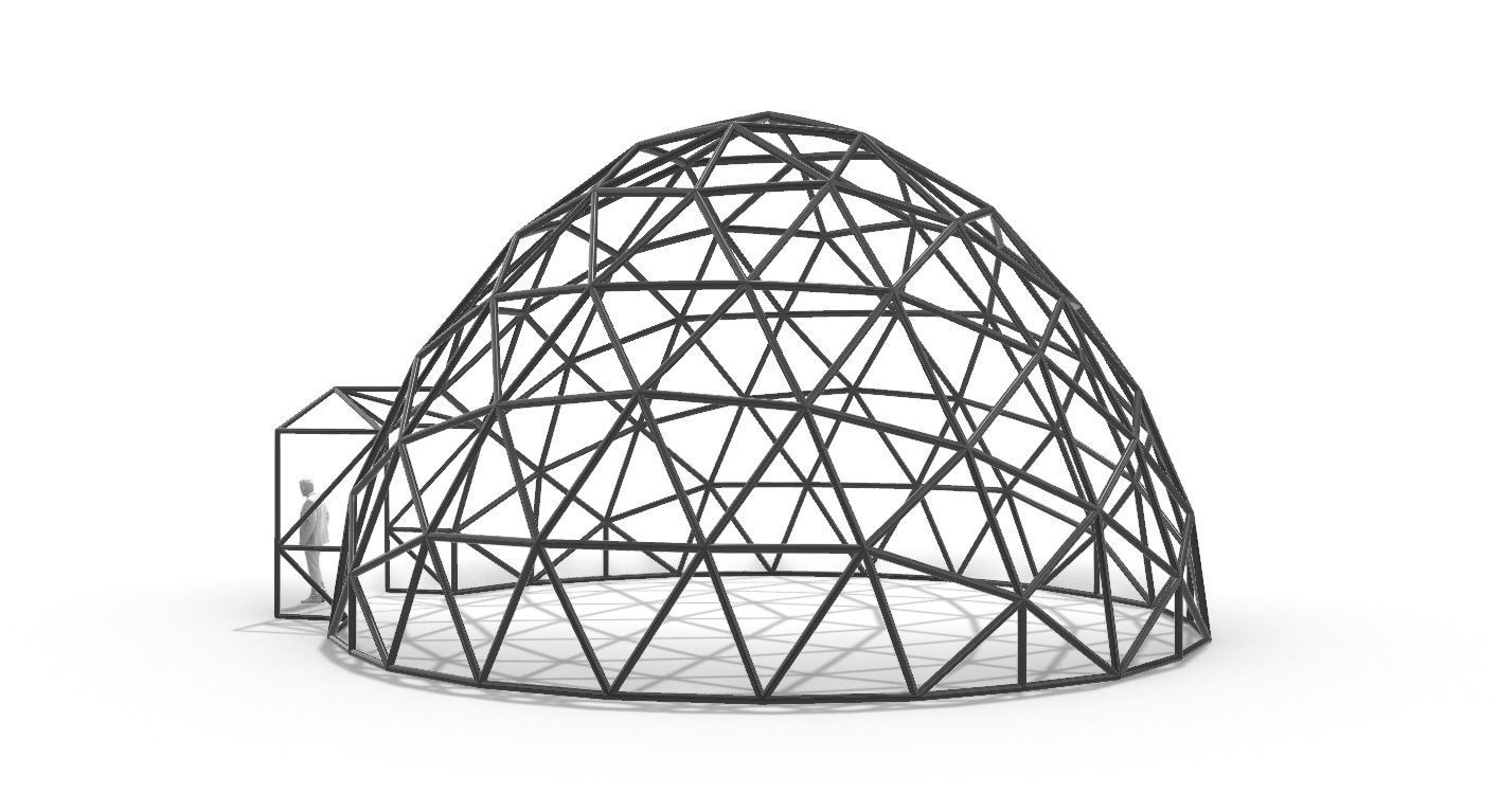 Geodesic Dome with Door Opening V2 3D model_90
