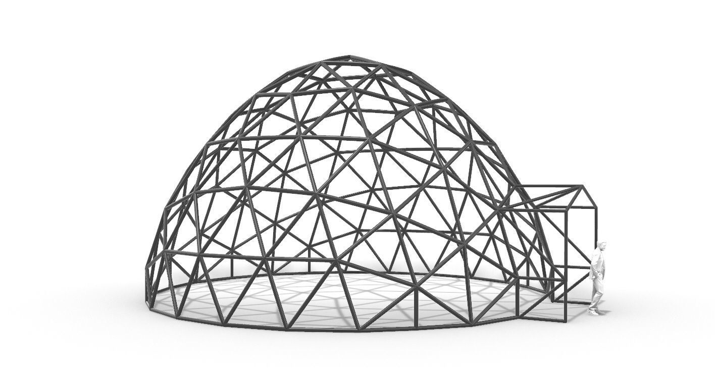 Geodesic Dome with Door Opening V2 3D model_106