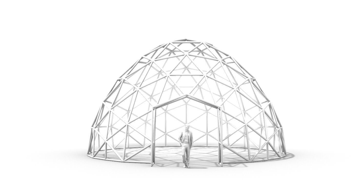 Geodesic Dome with Door Opening V2 3D model_46