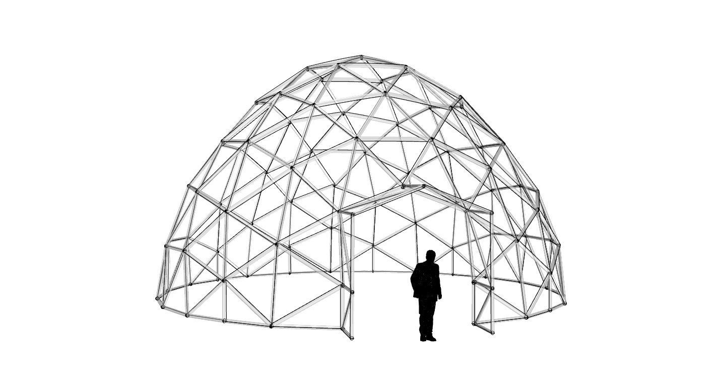 Geodesic Dome with Door Opening V2 3D model_43