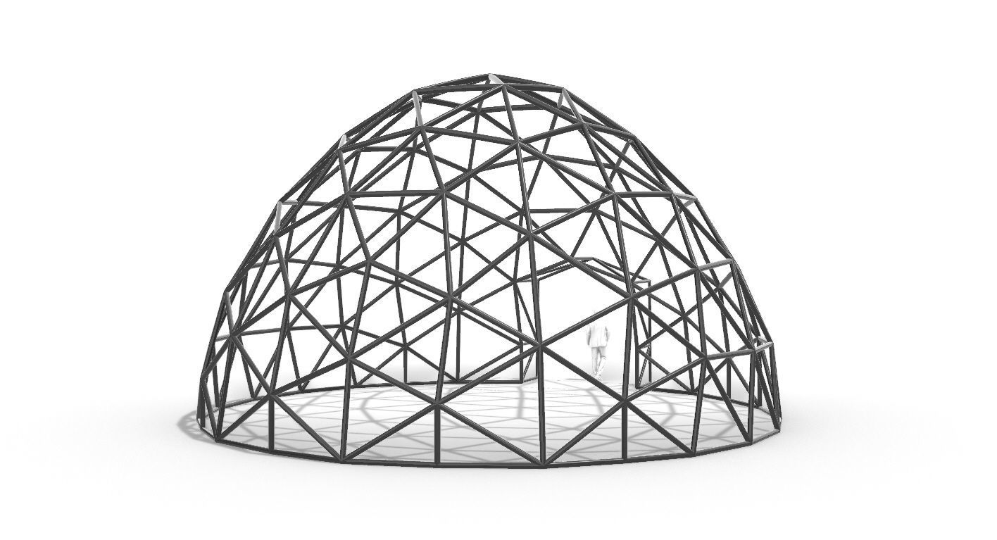 Geodesic Dome with Door Opening V2 3D model_97