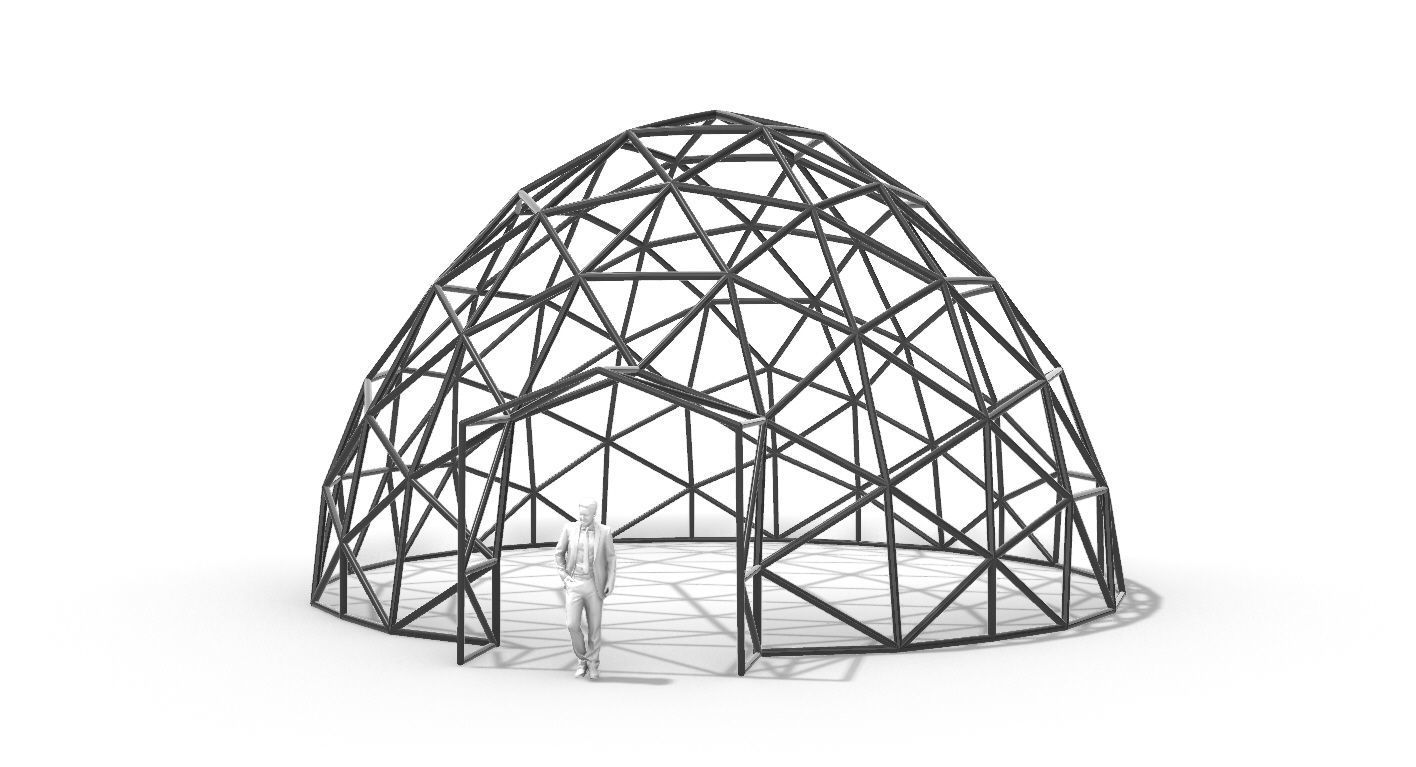 Geodesic Dome with Door Opening V2 3D model_1