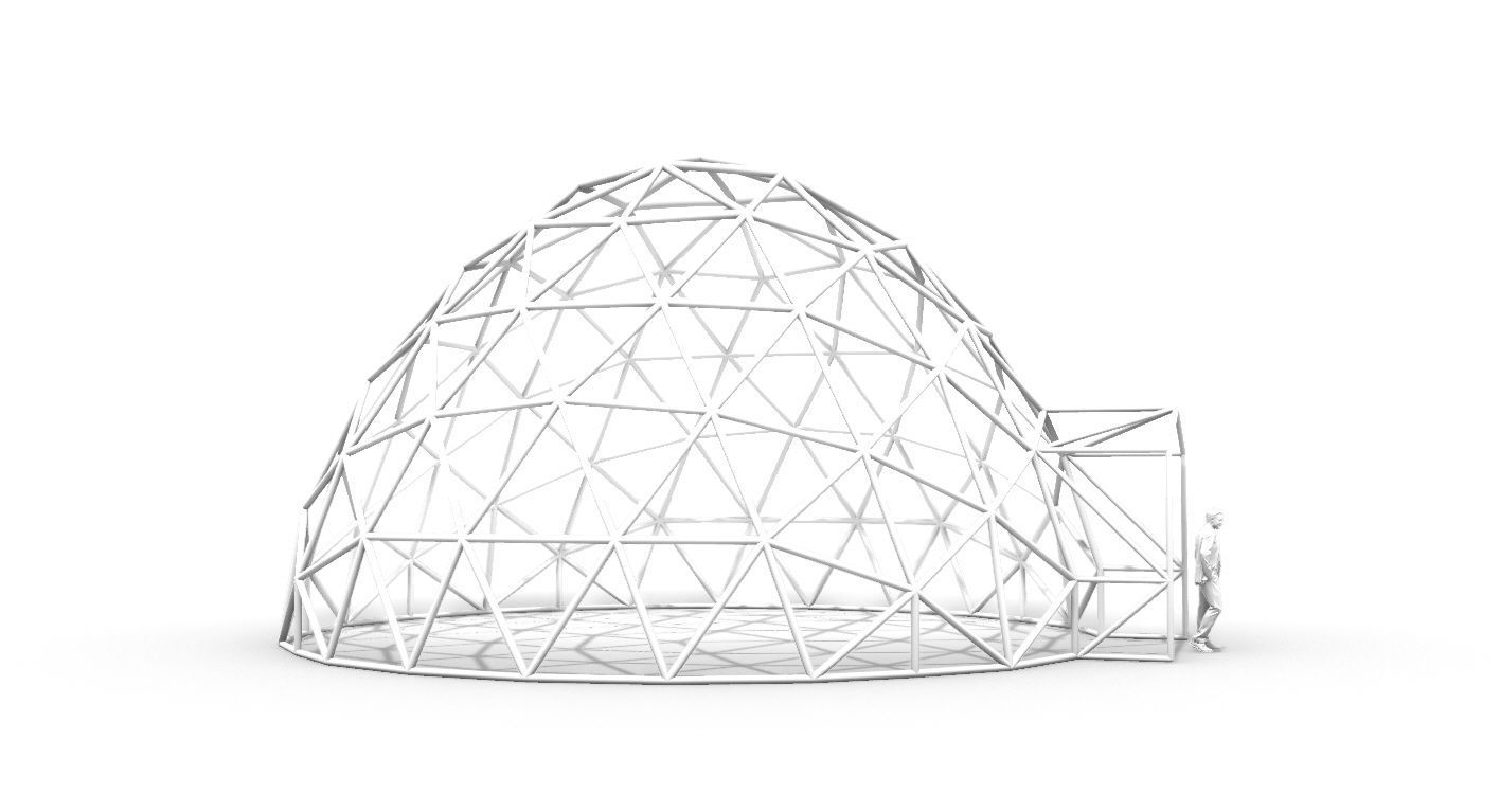 Geodesic Dome with Door Opening V2 3D model_45