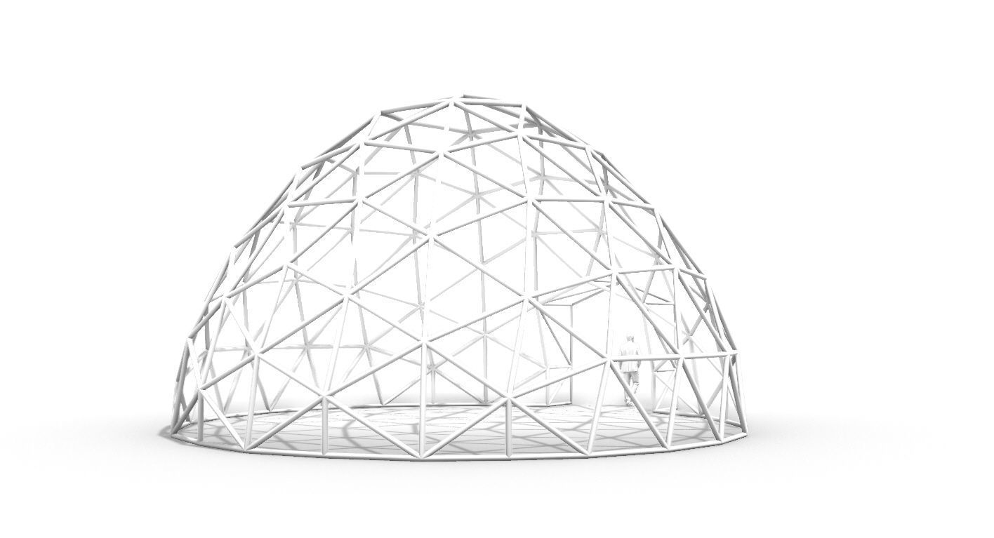 Geodesic Dome with Door Opening V2 3D model_13