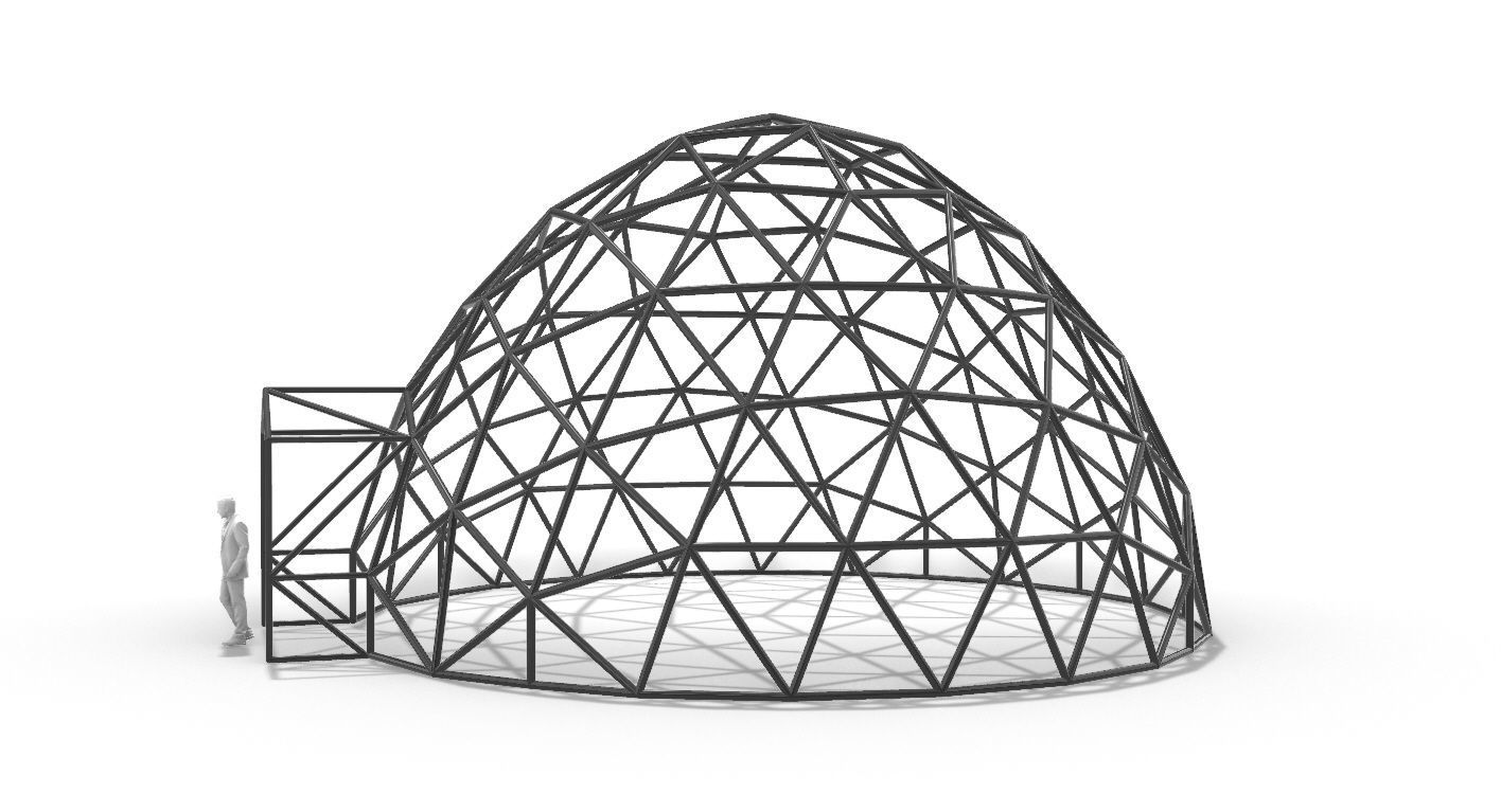 Geodesic Dome with Door Opening V2 3D model_88