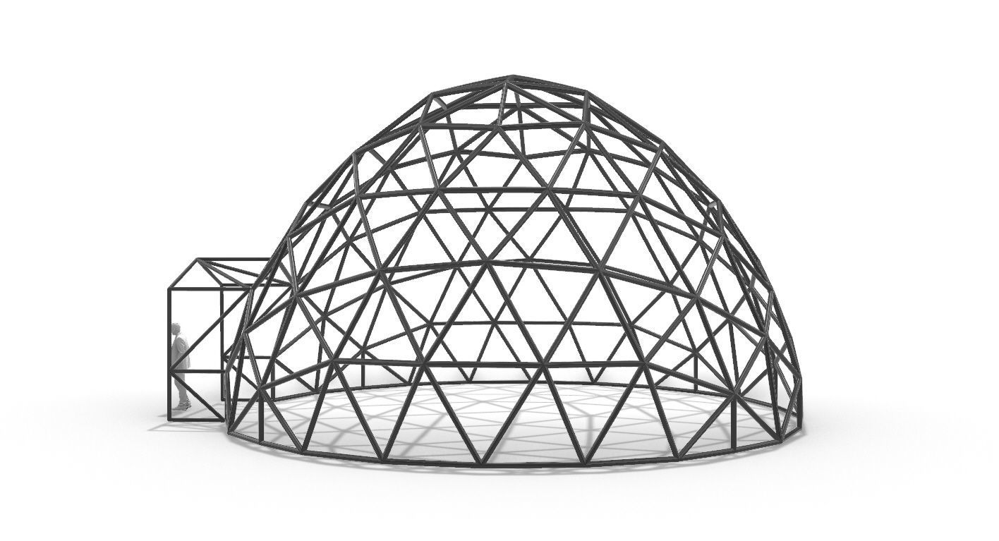 Geodesic Dome with Door Opening V2 3D model_89