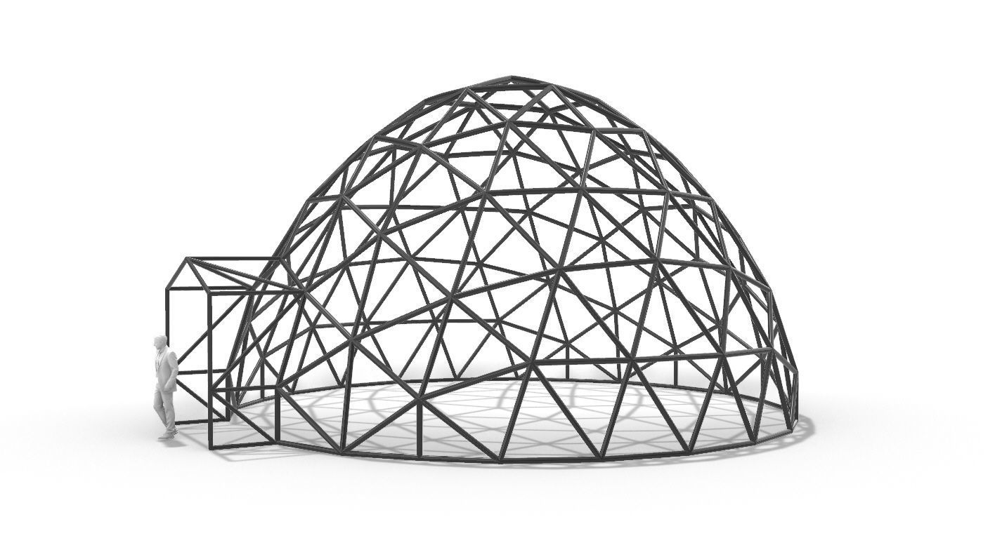 Geodesic Dome with Door Opening V2 3D model_85