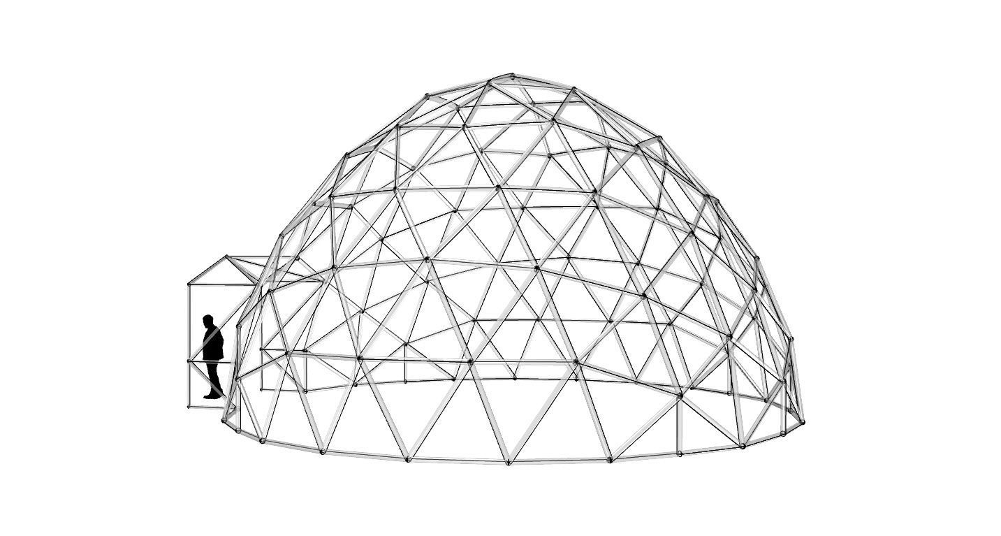 Geodesic Dome with Door Opening V2 3D model_23