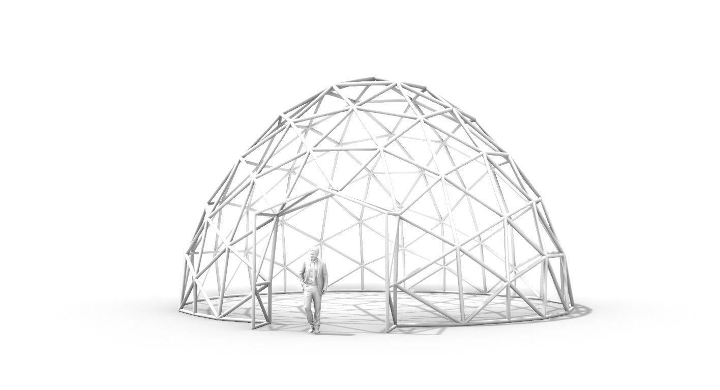 Geodesic Dome with Door Opening V2 3D model_4