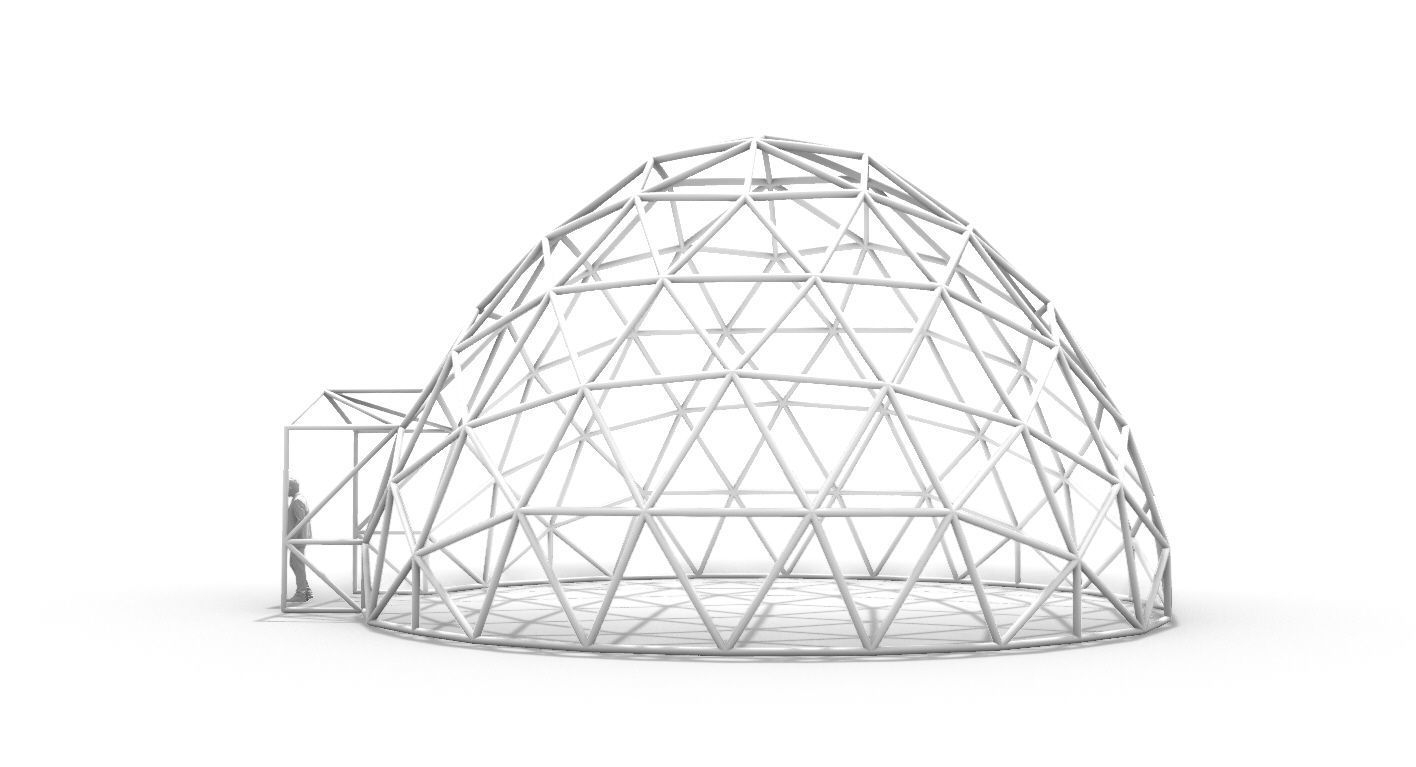 Geodesic Dome with Door Opening V2 3D model_38