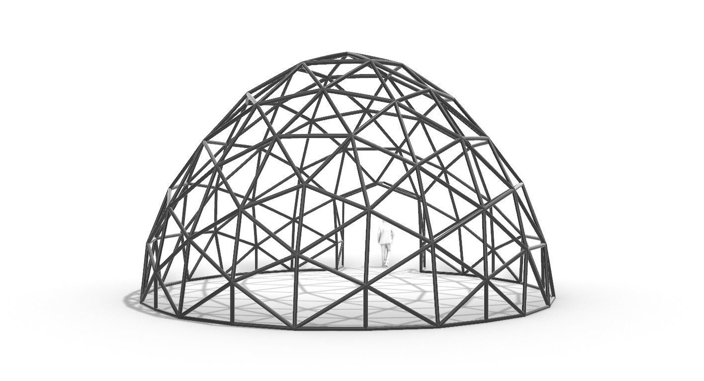 Geodesic Dome with Door Opening V2 3D model_98