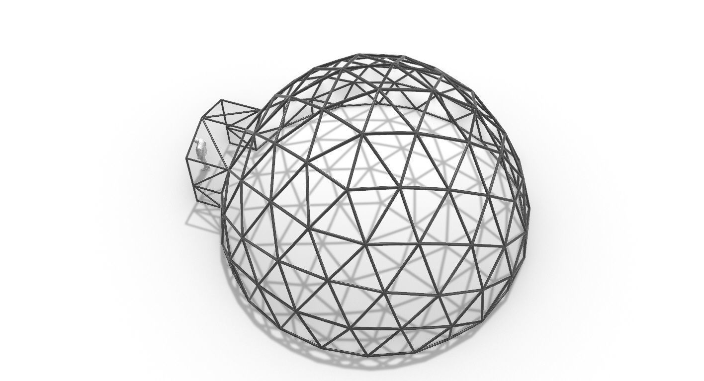 Geodesic Dome with Door Opening V2 3D model_60