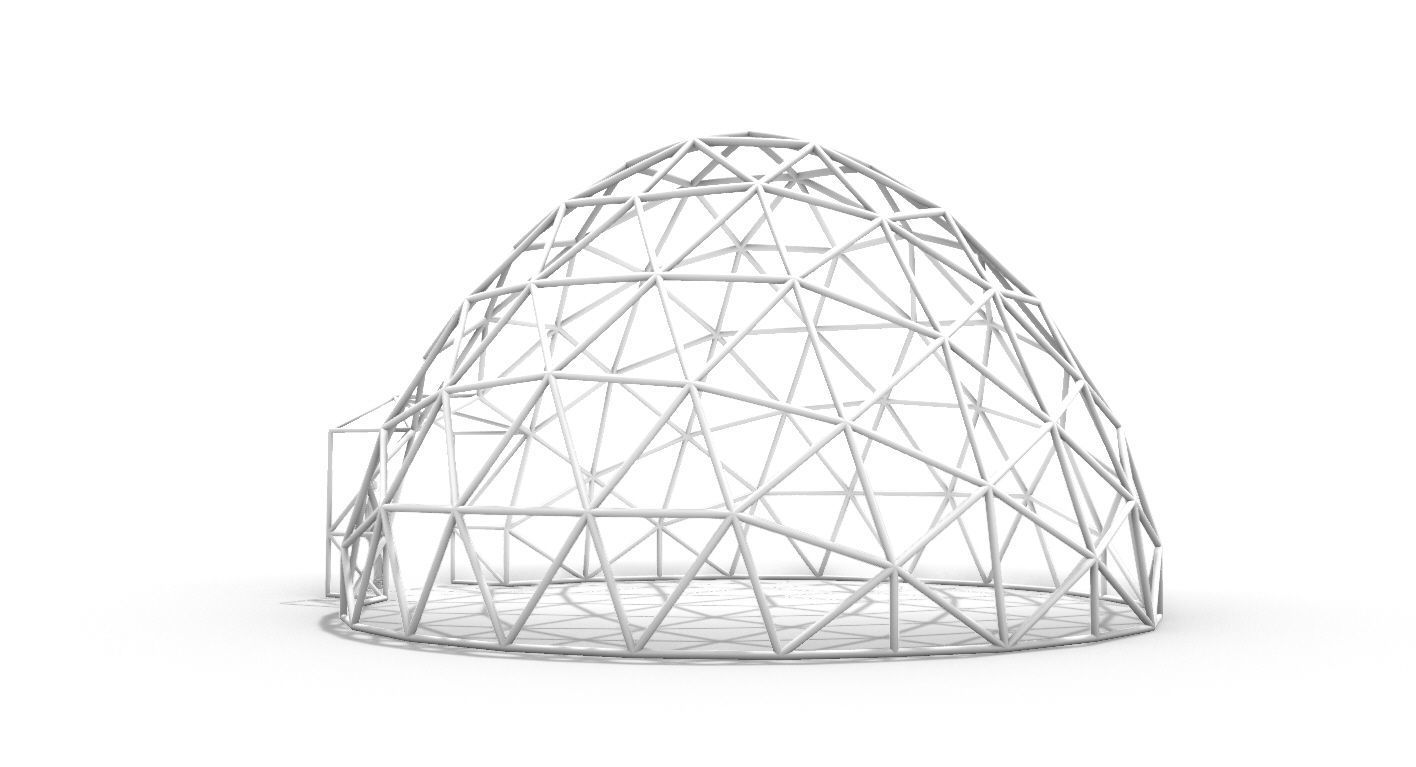 Geodesic Dome with Door Opening V2 3D model_3