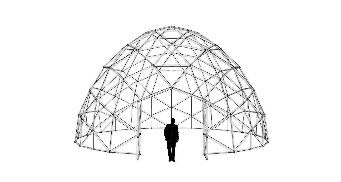 Geodesic Dome with Door Opening V2 3D model_40