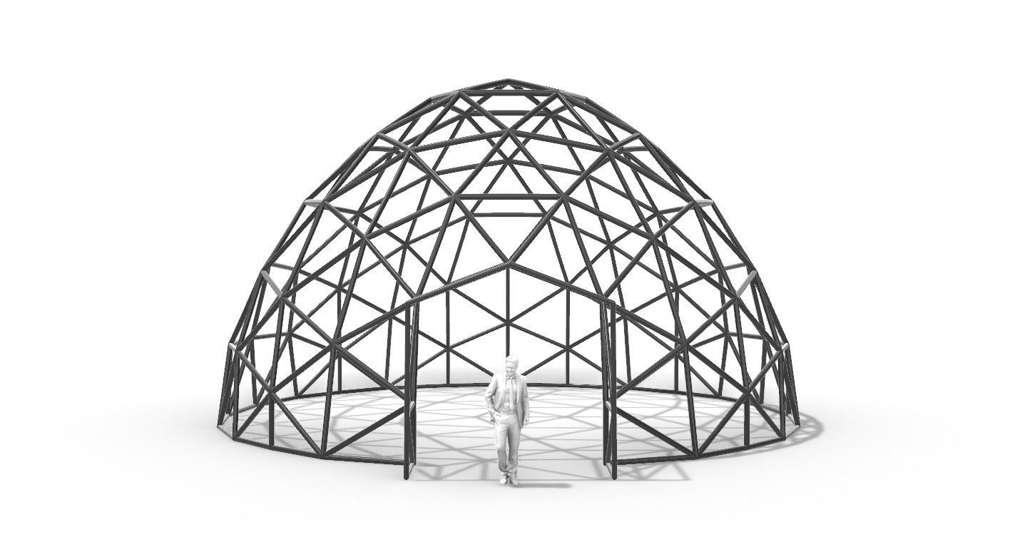 Geodesic Dome with Door Opening V2 3D model_111